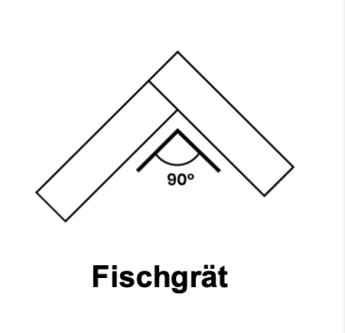 Massivholzdielen Fischgrät Parkett Eiche 22x100x500-600 mm